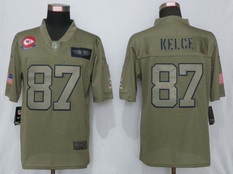 Men Kansas City Chiefs #87 Kelce Nike Camo 2019 Salute to Service Limited NFL Jerseys